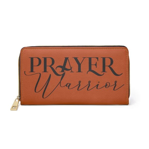 Womens Wallet, Zip Purse, Rust & Black Prayer Warrior - One size