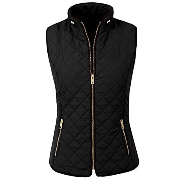 NE PEOPLE Womens Lightweight Quilted Zip Vest, Small, NEWV40BLACK