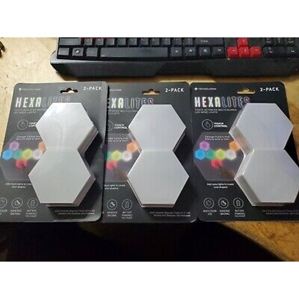 Tech Solutions 3 x 2-Pack HEXALITES Touch Activated Adhesive RGB LED Mood Lights