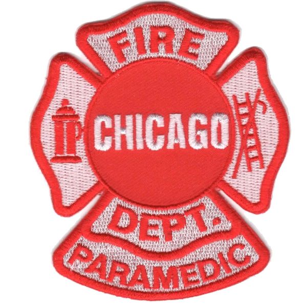 feuer1 Chicago Fire Dept. Paramedic Patch (Sleeve Badge, 8 x 9.5 cm), red