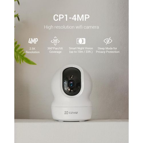 EZVIZ 4MP 2.5K Indoor Security Camera Wireless with App, No Subscription, Baby Monitor, Pet Camera. Motion Detection, Auto Tracking, Night Vision, Alarm, Two Way Audio, Alexa Google IFTTT Control(CP1)