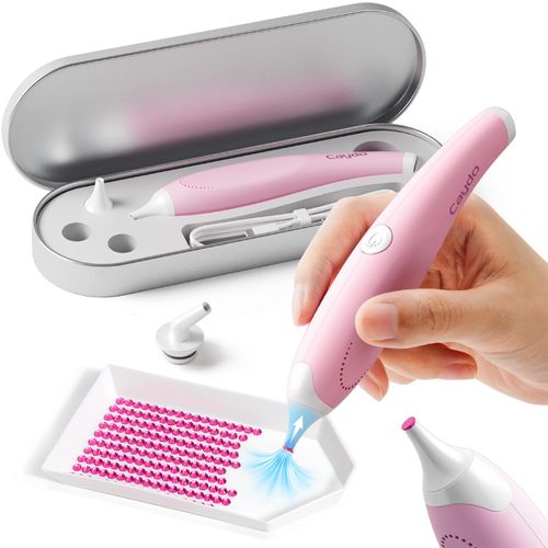 Caydo Cordless Electric Diamond Painting Pen, E-Painter for Diamond Painting - Diamond Art Pen with Vacuum Technology, Ergonomic Design & Storage Tray – No Wax, Patented (Pink)