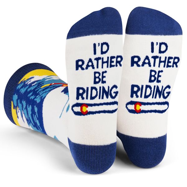 I'd Rather Be - Funny Socks For Men & Women - Gifts For Golfing, Hunting, Camping, Hiking, Skiing, Reading, Sports and more (US, Alpha, One Size, Regular, Regular, I'd Rather Be Snowboarding (Riding))