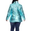 white mark Women's Plus Size Metallic Zip Up Puffer Coat