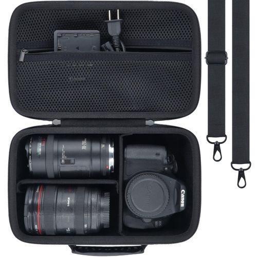 khanka Camera Case for Canon EOS Rebel T7/T100/T6/R50/R100/R5/R7/R8/R6 Mark II/SL3 DSLR Camera,Travel Protective Carrying Case for Canon EOS Rebel Camera and 18-55mm/18-45mm Lens(Case Only)