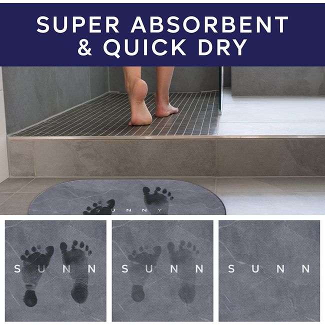 Absorbent Quick Dry Bath Mat Non-Slip Thin Bath Rug Tub Shower
