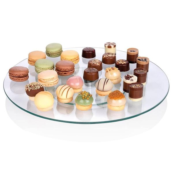 Tempered Glass Lazy Susan Rotating Turntable Serving Tray Cake Decorating Plate