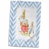 3dRose Image of Peter Rabbit Scene On Blue Chevron Stripes Towel, 15" x 22", White