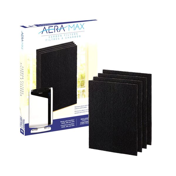 Fellowes Carbon Filters for AeraMax Air Purifiers - 4 Pack (9324201),Black, 16.1" x 12.4" x 0.2"