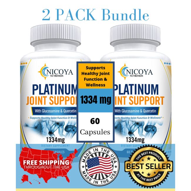 Platinum Joint Pain & Health Support- Glucosamine Chondroitin Turmeric MSM   2PK