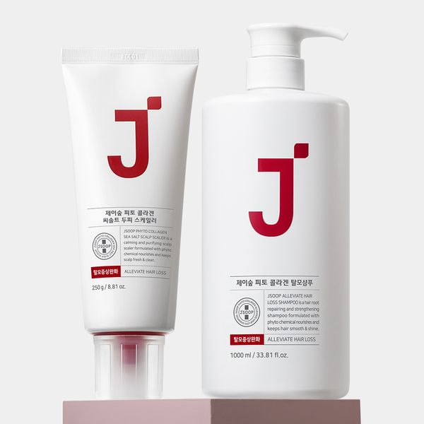 Jay Forest Red Jay Phyto Collagen Anti-Hair Loss Shampoo 500ml + Sea Salt Scalp Scaler 250g