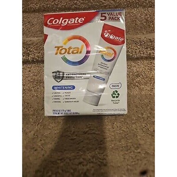 Colgate Total Whitening Toothpaste Whole Mouth Health 6.0 oz, 5 pack, Exp 5/26