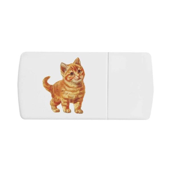 'Ginger Kitten Standing' Pill Box with Tablet Splitter (PI00030742)