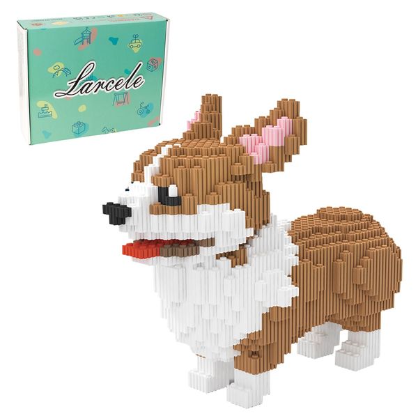 Larcele Micro Dog Building Blocks Set Pet Mini Building Toy Bricks Kit,3274 Pieces KLJM-02 (Big Corgi)