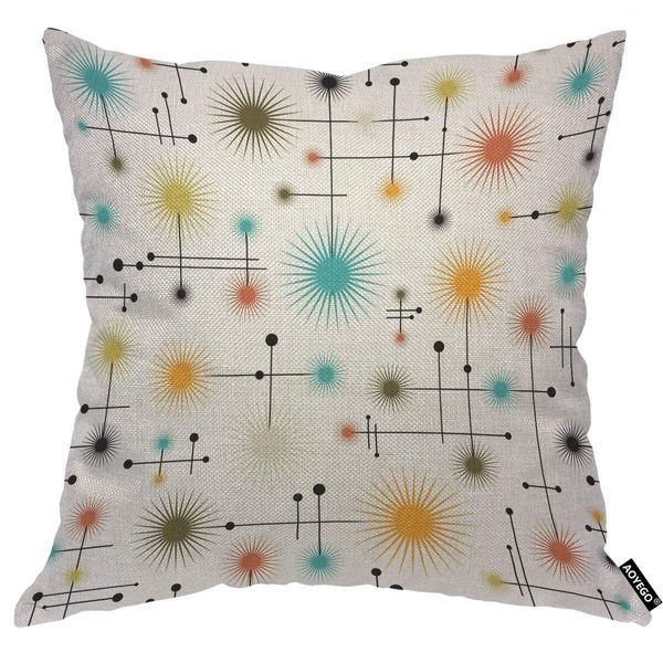 Mid Century Modern Atomic Stars Throw Pillow Cover Repeat Artistic Creative