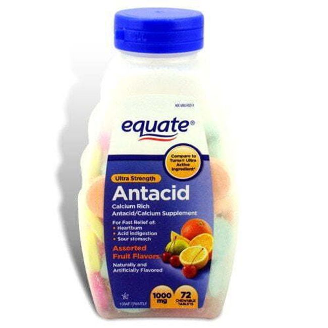 Equate - Antacid Tablets, Ultra Strength 1000 mg, 72 Chewable Tablets