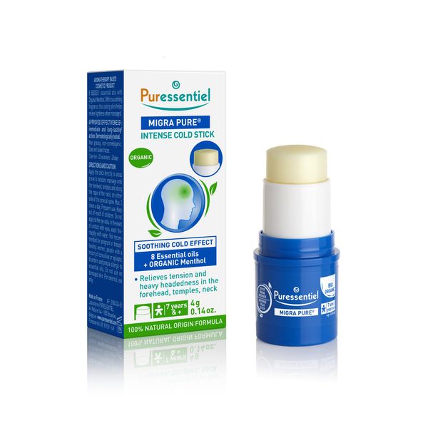 Puressentiel Headache Stick Migra Pure, Organic, Relief from Pain Caused by Tension Headaches, Proven Efficacy, Instant Refreshing Effect, 100% Pure and Natural Essential Oils, 4 g