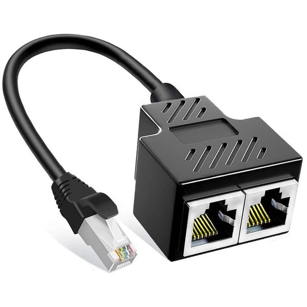 MVBOONE Ethernet Splitter 1 to 2 RJ45 Network Male to Female Adapter, Suitable Super Cat5-8, Cmpatible with ADSL/Hubs/TVs/Set-top Boxes/Routers/omputers (Only Support one Works at one time)