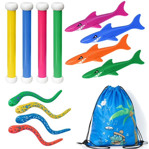 Xndryan Diving Pool Toys, 24 Pcs Swimming Pool Sinkers Underwater Diving Toys Set Includes Diving Sticks Torpedo Bandits Diving Octopus, Fun Swimming Toys for Pool