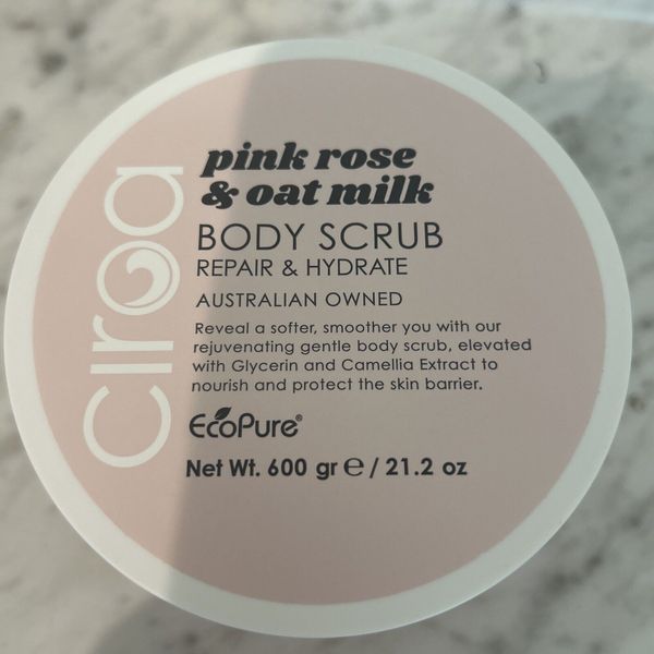 Ciroa pink rose and oat milk body scrub repair and hydrate 21.2oz