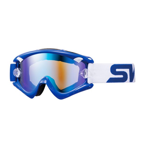 SWANS MX-RUSH-M BLBL Motorcycle Goggles, Blue x Blue, Mirror Lens Model