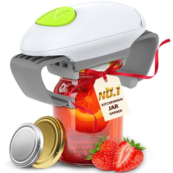 KITCHENMUH Electric Jar Opener, Restaurant Automatic Jar Opener for Seniors with Arthritis, Weak Hands, Bottle Opener for Arthritic Hands