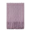 BOURINA Textured Solid Soft Sofa Throw Couch Cover Knitted Decorative Blanket,Light Lavender, 127x152cm