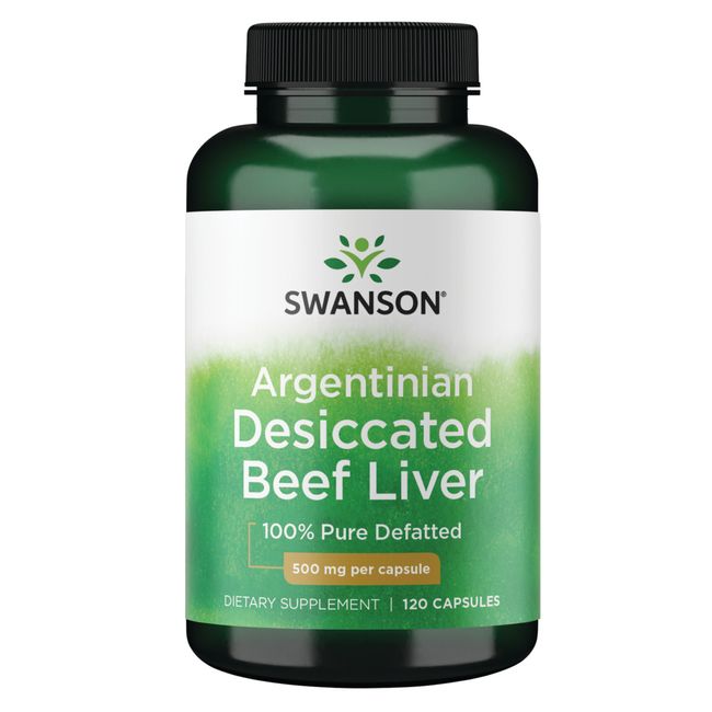 Swanson 100% Pure Defatted Desiccated Beef Liver 500 mg 120 Capsules