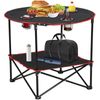 28" Portable Folding Picnic Table Canvas Beach Table for Outdoor Camping Black