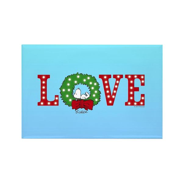 CafePress Snoopy Holiday Love Rectangle Magnet, 3"x2" Refrigerator Magnet