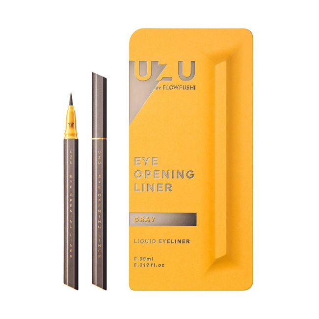 UZU By Flowfushi Eye Opening Liner, Liquid Eyeliner, Hot Water Removable, Alcohol Free, Dye Free, Hypoallergenic, Color: Gray