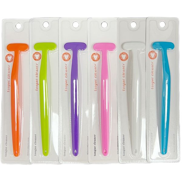 6 Pack Tongue Scraper, Plastic Tongue Cleaner Brush for Adults Tongue Scrubber for Better Breath Dental Oral Care Supplies