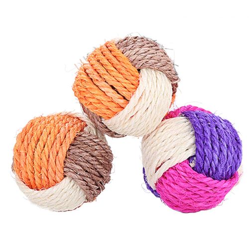 SUNTRADE 6Pcs Cat Toy Sisal Ball Pet Scratching Ball Chew Eco-Friendly Toy Pets Interactive Toy Bite and Wear Resistant(Random Color)