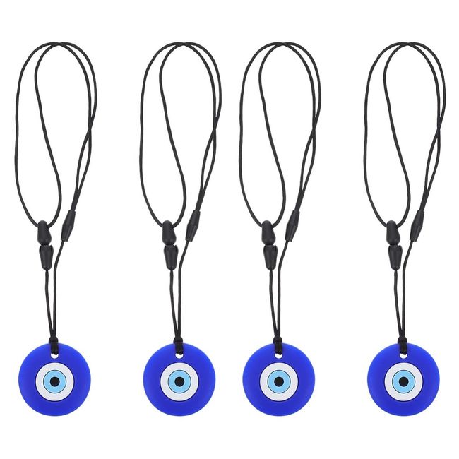 4pcs Baby Accessories Teeth Toddlers Supplies Tools Chew Pendant Children Grinding Evil Eye Blue Toy Teething Kids Necklace for Oral Infant Molar Sensory