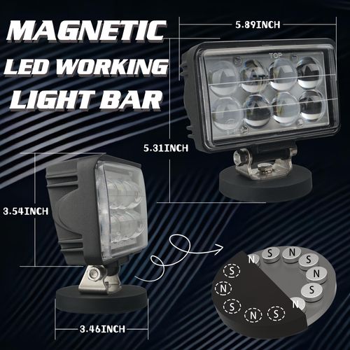40W 2800LM LED Work Light, Magnetic Spot Light with 9.84FT Cable Rotatable Portable Outdoor Waterproof IP67 Work Lights with Stand for Truck, Marine Boats, Job Site, Workshop, Emergency, Hurricane