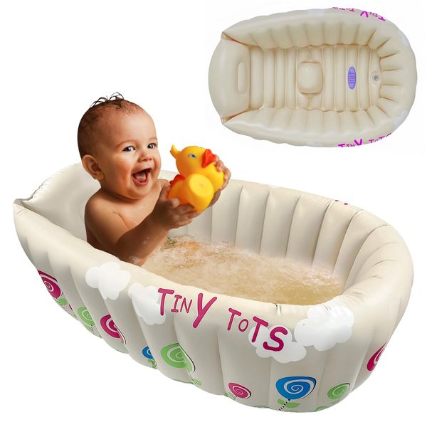 Crystals Inflatable Baby Bath Tub with Hot Temperature Sensor, Toddler Infant New Born Mini Bathing Tub, Foldable Baby Bath Tub for Bathing Fun Travel (Without Pump)