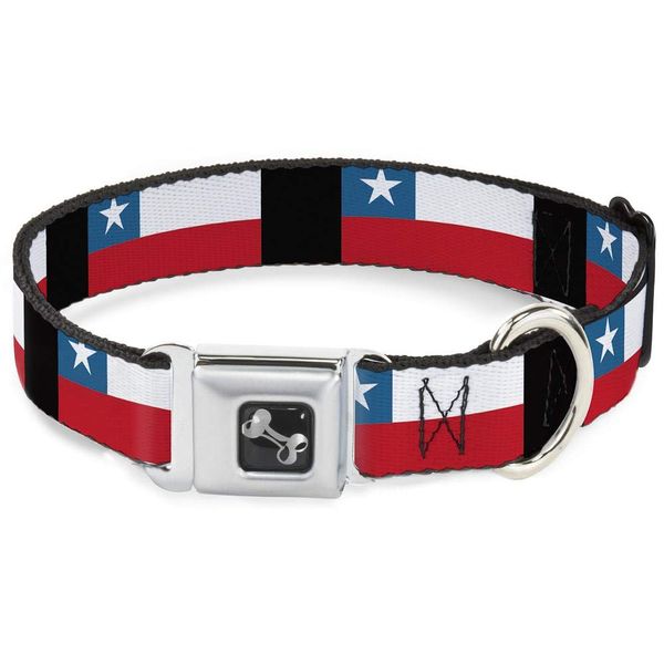 Buckle-Down Chile Flags Dog Collar Bone, Medium/11-17"