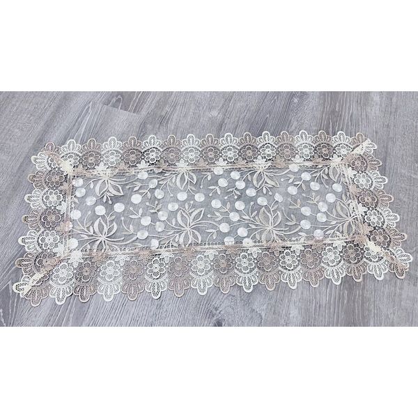 NEW Floral Lace Table Runner Embroidered Table Cover Home Decor 35”X15.5”