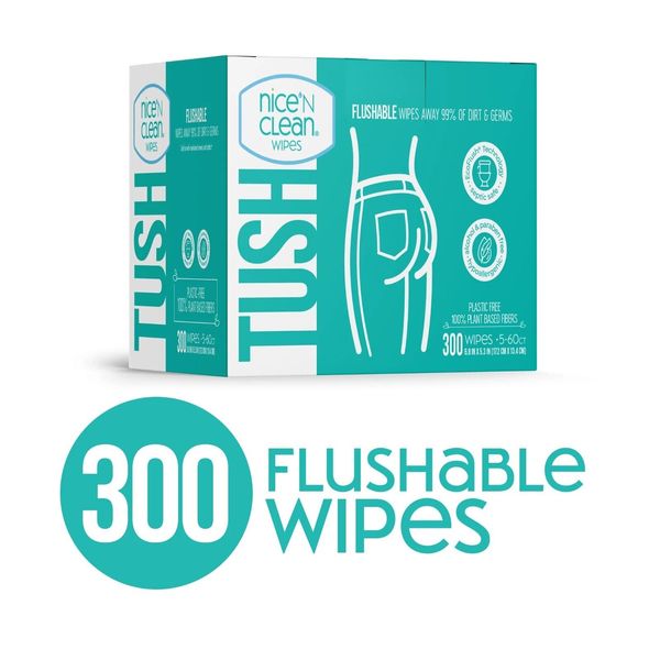 Nice 'N Clean Flushable Wet Wipes, 5 Packs of 60 Wipes, 300 Total Wipes