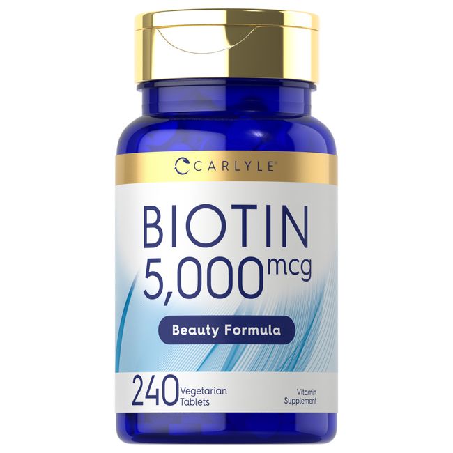 Biotin 5000 mcg | 240 Vegetarian Tablets | Beauty Formula | Non-GMO | by Carlyle