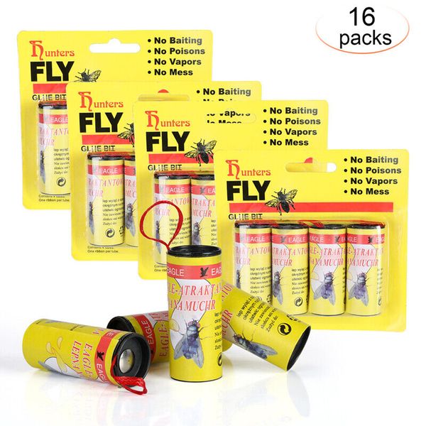 16 Rolls Sticky Fly Trap Paper Insect Bug Mosquitoes Catcher Strip Fly Sticker