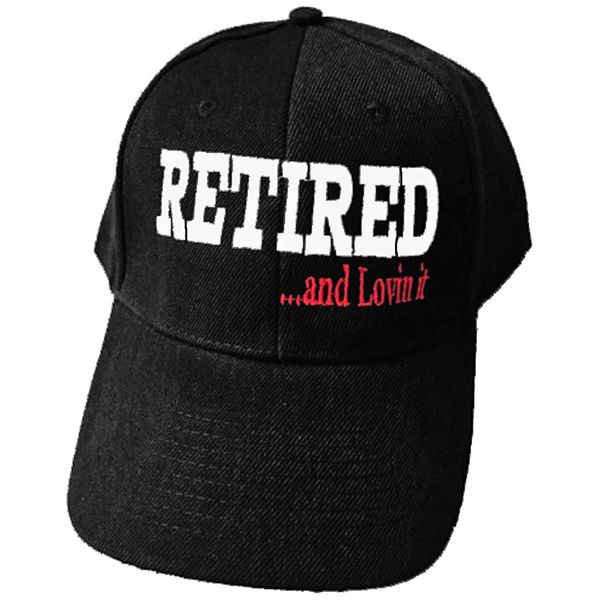 Retired and Loving It Black Cap and Bumper Sticker, Retirement Party Gift