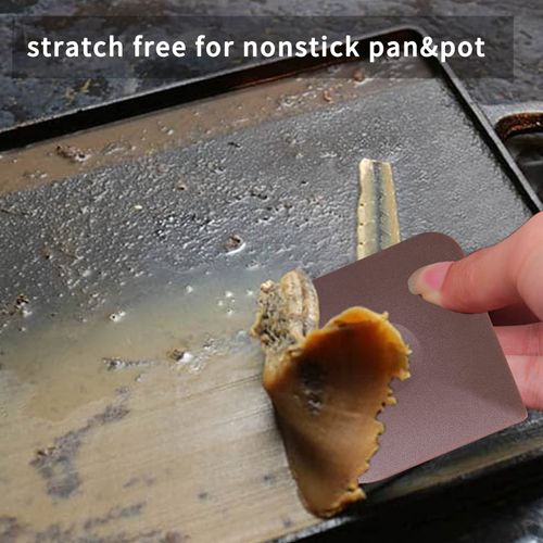 Pan Scrapers Dish Scraper Tool Set, 3 pcs Food Scraper Nylon Plastic Pan Pot Scraper, Cast Iron Cleaner Scraper Skillet Scraper Pan Pot Scrubber, Kitchen Plastic Scrapper (Brown)