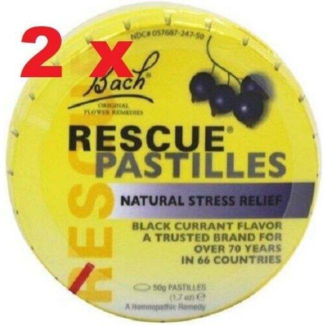 2 x Bach Rescue Remedy Pastilles 50g - Blackcurrant