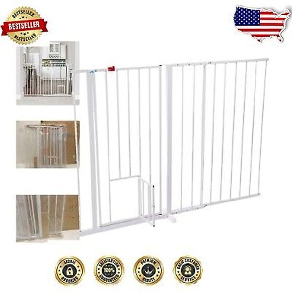 Expandable Extra Tall Pet Gate with Small Door – Ideal for Larger Dogs & Pets