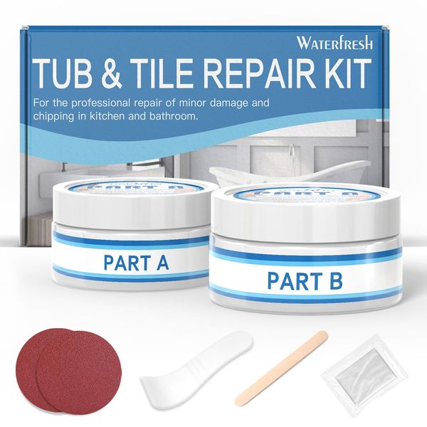 Cracked Porcelain Sink Repair Kit(White), Fiberglass Tub Repair Kit, White Porcelain Chip Fix for Sink & Tub, Bathtub Repair Kit for Enamel, Tiles, Shower & Countertop - Porcelain Repair Kit