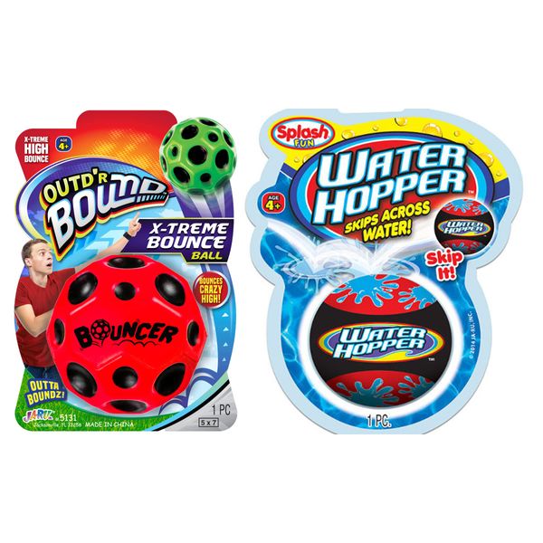 JA-RU Water Skipping Ball + Extreme High Bounce Ball (2 Toy Bundle Pack) Water Hopper Ball. Swimming Pool Toys for Teen Boys & Girls. Hand Eye Coordination Toys for Kids. 880-5131-1s