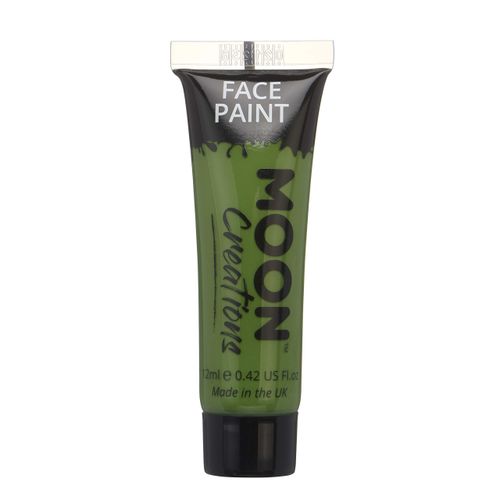 Moon Creations Face & Body Paint Tubes | Green | 12ml | Ready to Use Face Paint | No Flake | Cruelty Free, Made in UK | Face Paint for Kids, Adults, Fancy Dress, Festivals, Halloween & More
