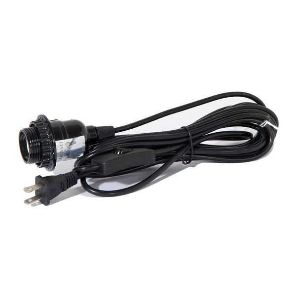 B&P Lamp® Black Color, 15' Long 18/2 SVT Cord Set with Black Uno Socket and Switch