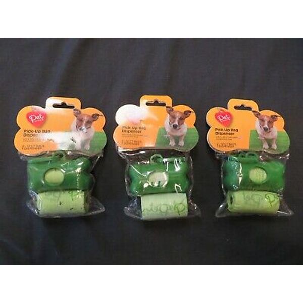 3 Pet Central Pick-Up Bag Dispenser w 2 Rolls Of Fresh-Scent Compostable Bags Ea